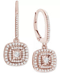 Diamond Halo Drop Earrings (1/2 ct. t.w.) in Sterling Silver, 14k Rose Gold Sterling Silver & 16k Gold Sterling Silver.