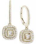Diamond Halo Drop Earrings (1/2 ct. t.w.) in Sterling Silver, 14k Rose Gold Sterling Silver & 15k Gold Sterling Silver.