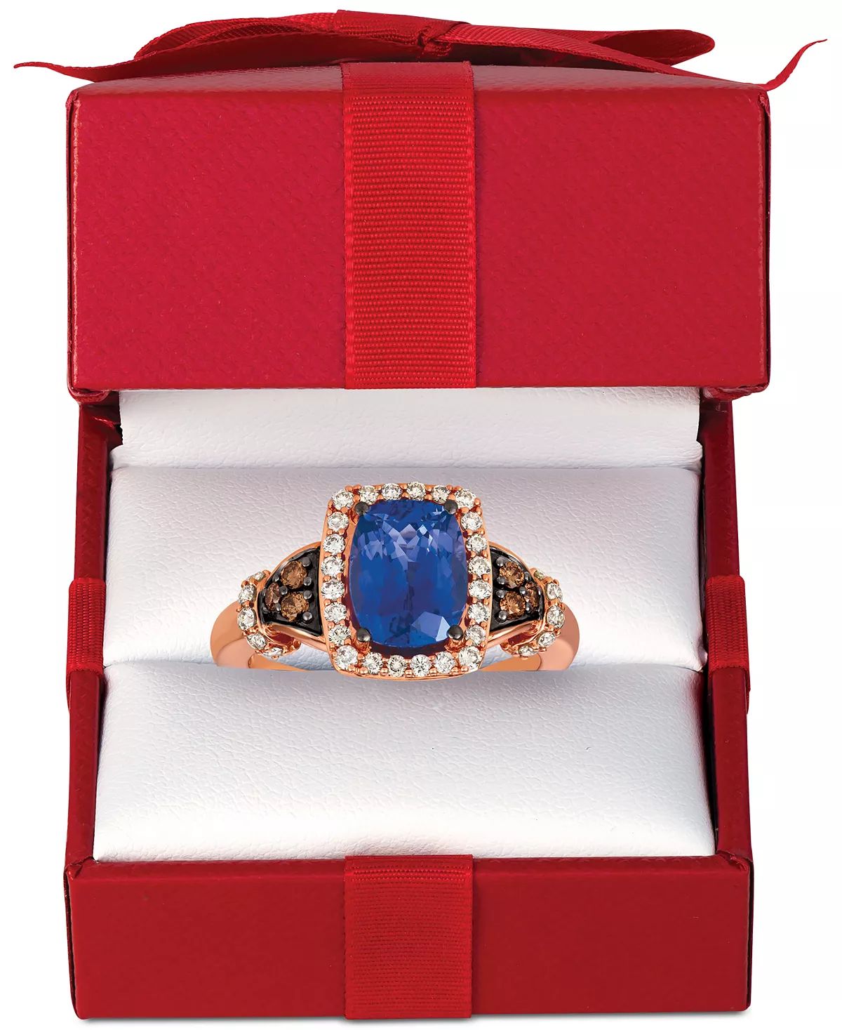Blueberry Tanzanite(2 ct. t.w.), Nude Diamonds(1/3 ct. t.w.) & Chocolate Diamonds (1/8 ct. t.w.) Ring Set in 14k Rose Gold