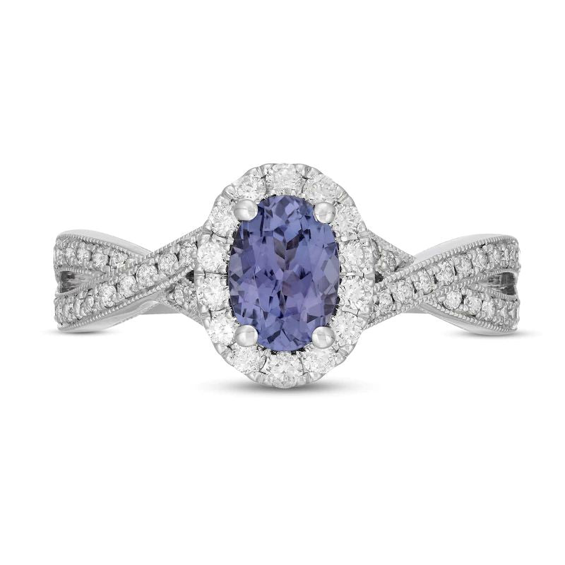 Neil Lane Tanzanite & Diamond Engagement Ring 5/8 ct tw Round-cut 14K White Gold