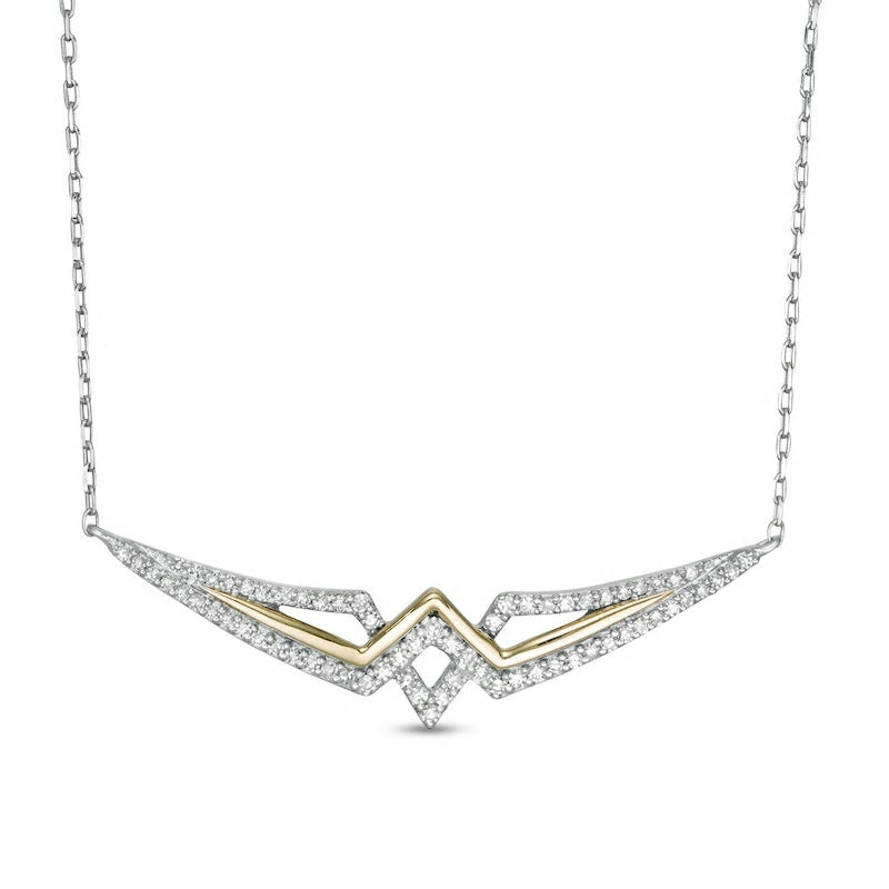 Wonder Woman Collection 1/4 CT. T.W. Diamond Princess Tiara Necklace in Sterling Silver and 10K Gold