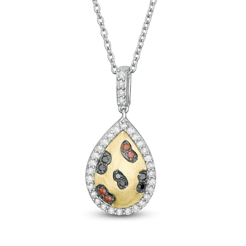Wonder Woman Collection 1/3 CT. T.W. Multi-Color and White Diamond Cheetah Pendant in Sterling Silver and 10K Gold
