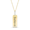 Wonder Woman Collection 1/20 CT. T.W. Diamond "Believe" Tag Pendant in 10K Gold