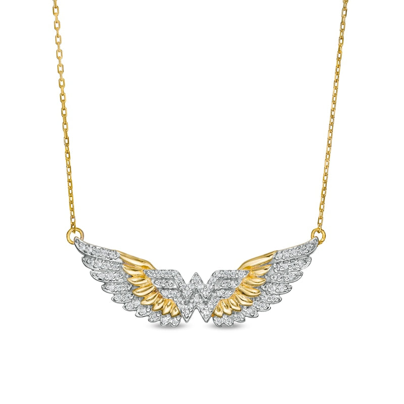 Wonder Woman Collection 1/4 CT. T.W. Diamond Wings Necklace in 10K Gold