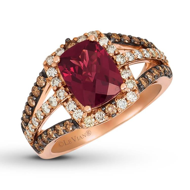 Rhodolite Garnet Ring 7/8 ct tw Diamonds 14K Gold