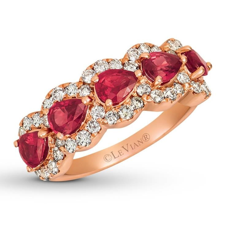 Passion Ruby Ring 3/4 ct tw Nude Diamonds 14K Gold