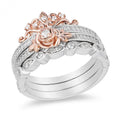 Enchanted Disney Belle 1/5 CT TW Diamond Rose Stackable Band Set in Sterling Silver and 10K Rose Gold