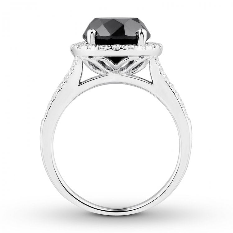Black Diamond Engagement Ring 4-1/3 ct tw 14K White Gold