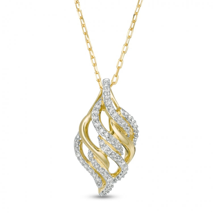 Wonder Woman Collection 1/5 CT. T.W. Diamond Flame Pendant in 10K Gold:Wonder Woman Collection 1/5 CT. T.W. Diamond Flame Pendant in 10K Gold
