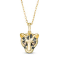Wonder Woman Collection 1/20 CT. T.W. Champagne Diamond Cheetah Pendant in 10K Gold and Black Rhodium:Wonder Woman Collection 1/20 CT. T.W. Champagne Diamond Cheetah Pendant in 10K Gold and Black Rhodium