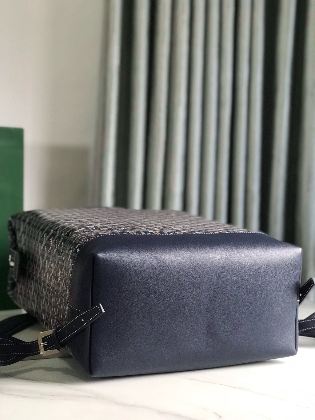 CISALPIN BACKPACK 43 IN NAVY BLUE GOYARDINE CANVAS AND CALFSKIN