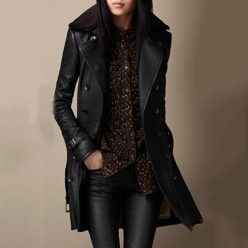 Amara™ | Elegant 3/4 Leather Coat