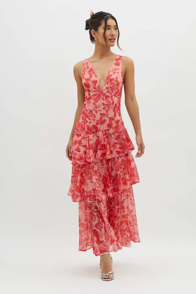 Domenica™ | Ruched Midi Dress with Soft Pleats