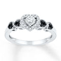 Black/White Diamonds 1/5 ct tw Promise Ring Sterling Silver