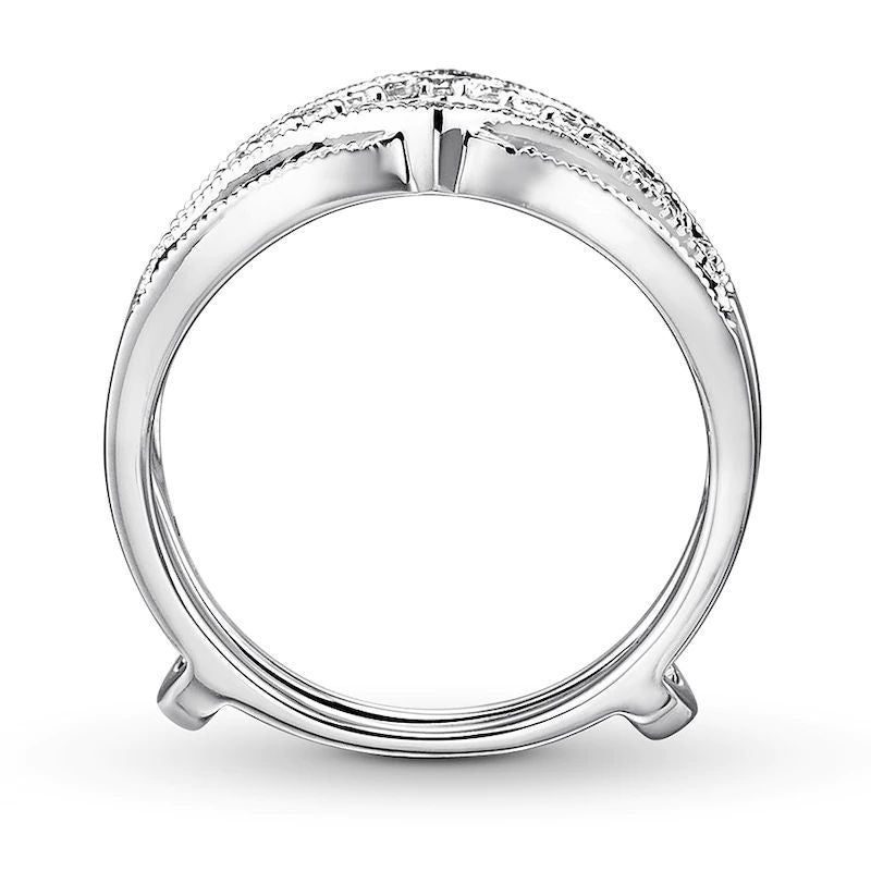 Natural Sapphire Enhancer Ring 1/5 ct tw Diamonds 14K White Gold