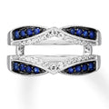 Natural Sapphire Enhancer Ring 1/5 ct tw Diamonds 14K White Gold