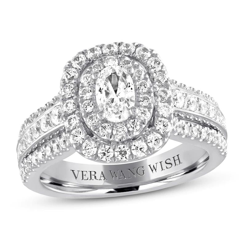 Vera Wang WISH Oval Diamond Ring 1-3/8 ct tw 14K White Gold
