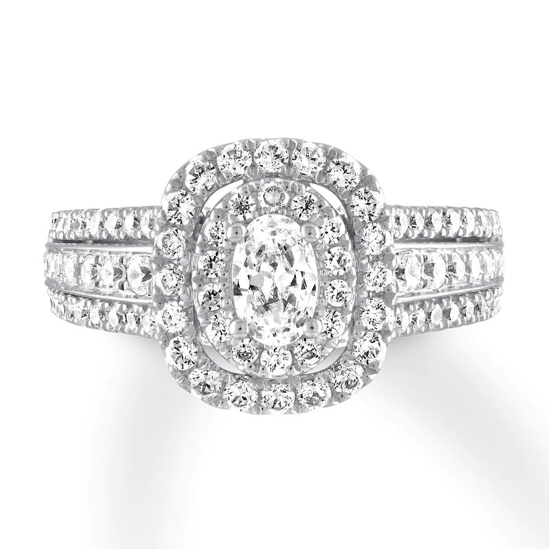 Vera Wang WISH Oval Diamond Ring 1-3/8 ct tw 14K White Gold