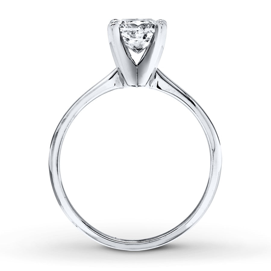 Diamond Solitaire Ring 1 Carat Princess-Cut 14K White Gold