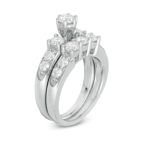 3 CT. T.W. Diamond Past Present Future? Bridal Set in 14K White Gold