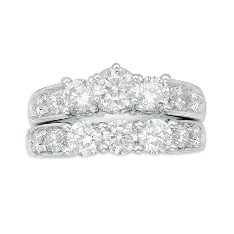 3 CT. T.W. Diamond Past Present Future? Bridal Set in 14K White Gold