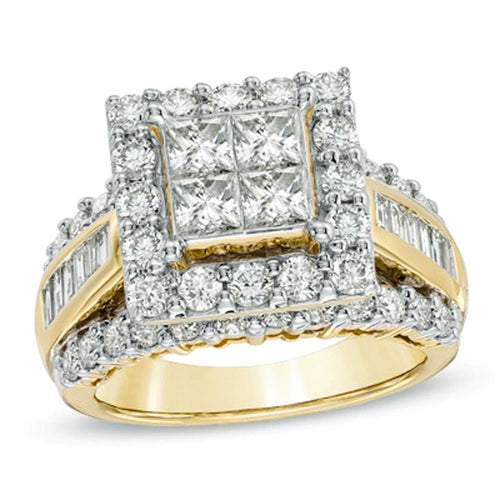 3 CT. T.W. Quad Princess-Cut Diamond Frame Ring in 14K Gold