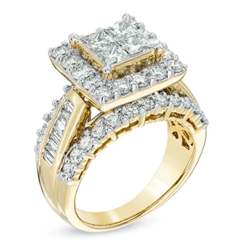 3 CT. T.W. Quad Princess-Cut Diamond Frame Ring in 14K Gold