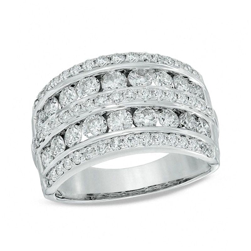 2 CT. T.W. Diamond Multi-Row Band in 14K White Gold