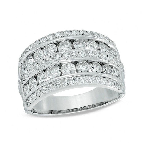 2 CT. T.W. Diamond Multi-Row Band in 14K White Gold