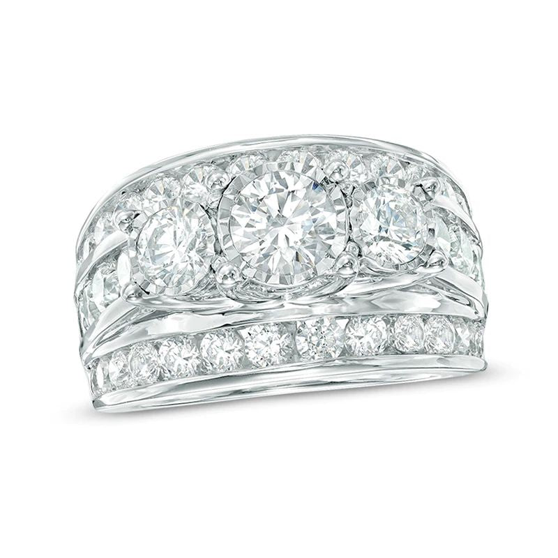 4 CT. T.W. Diamond Past Present Future? Ring in 14K White Gold