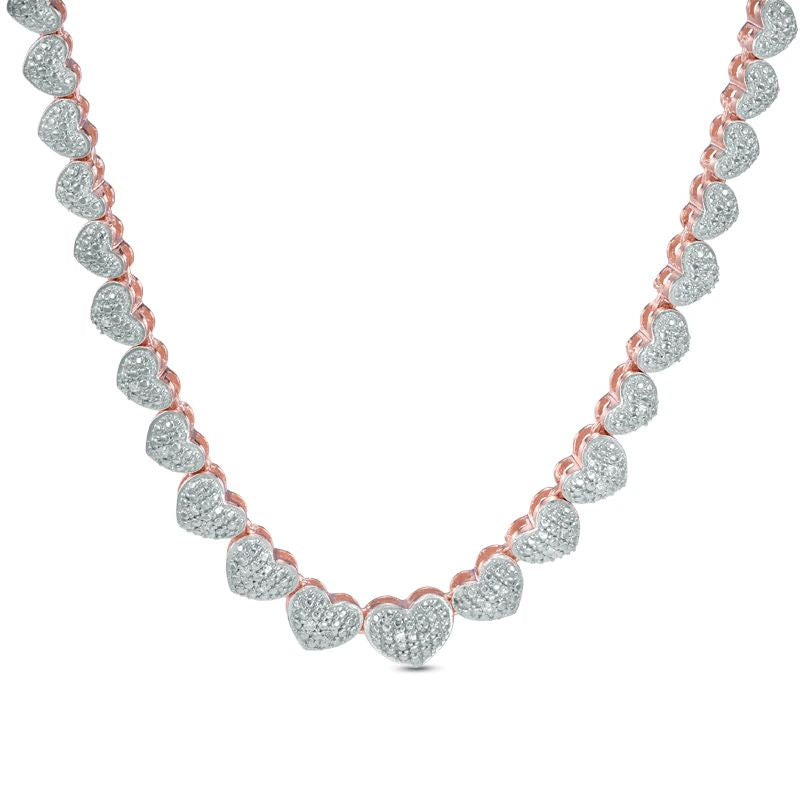 1/10 CT. T.W. Diamond Heart Necklace in Sterling Silver and 18K Rose Gold Plate – 16
