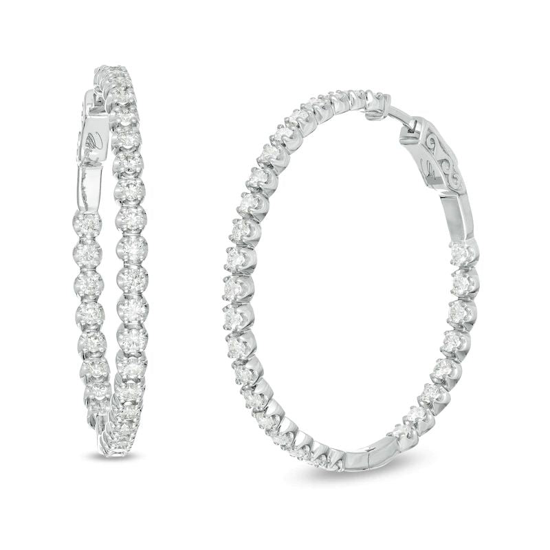 Marilyn Monroe? Collection 3 CT. T.W. Journey Diamond Inside-Out Hoop Earrings in 10K White Gold