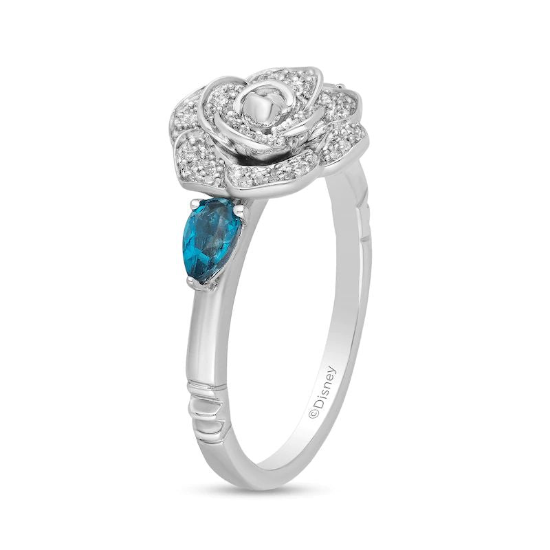 Collector’s Edition Enchanted Disney Cinderella 70th Anniversary Blue Topaz and Diamond Ring in Sterling Silver