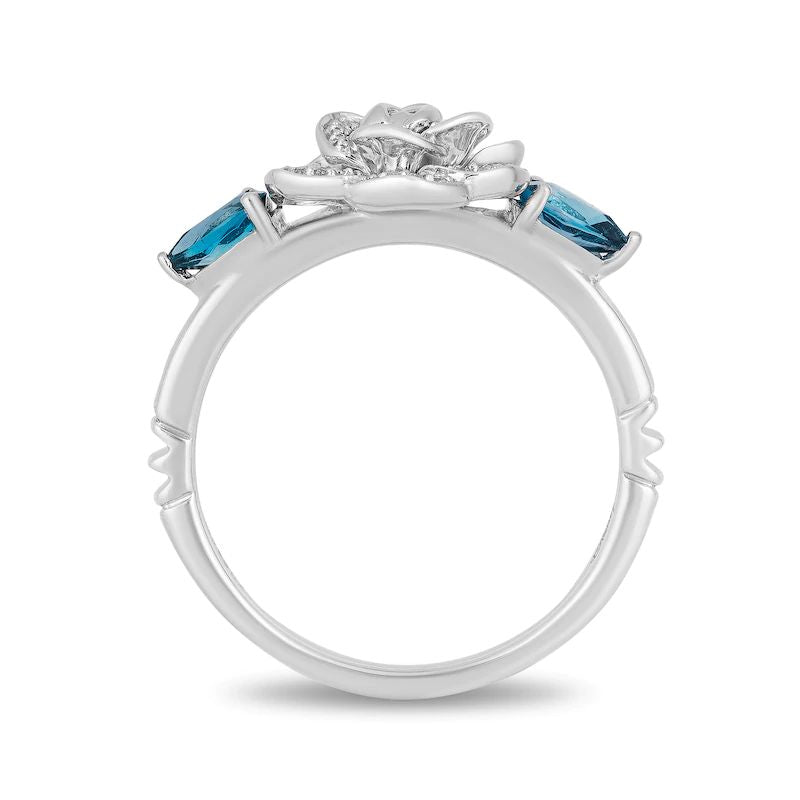 Collector’s Edition Enchanted Disney Cinderella 70th Anniversary Blue Topaz and Diamond Ring in Sterling Silver