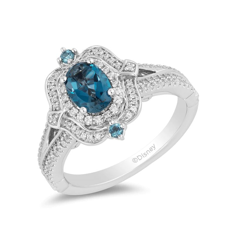 Collector’s Edition Enchanted Disney Cinderella 70th Anniversary Topaz and 1/4 CT. T.W. Diamond Ring in 14K White Gold