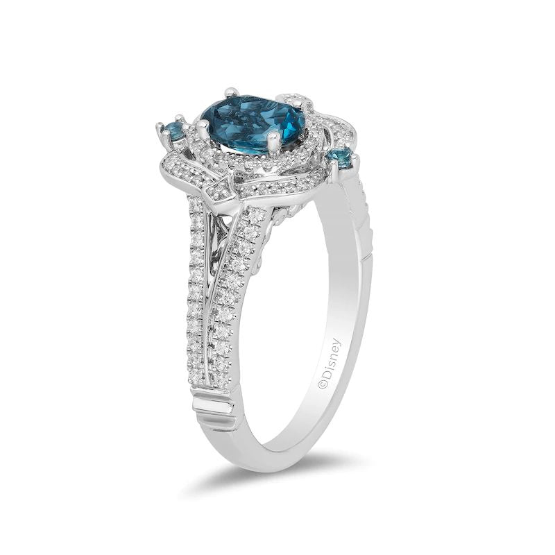 Collector’s Edition Enchanted Disney Cinderella 70th Anniversary Topaz and 1/4 CT. T.W. Diamond Ring in 14K White Gold
