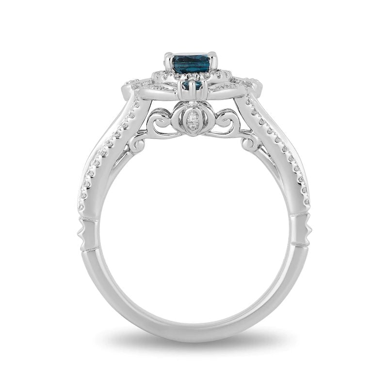 Collector’s Edition Enchanted Disney Cinderella 70th Anniversary Topaz and 1/4 CT. T.W. Diamond Ring in 14K White Gold