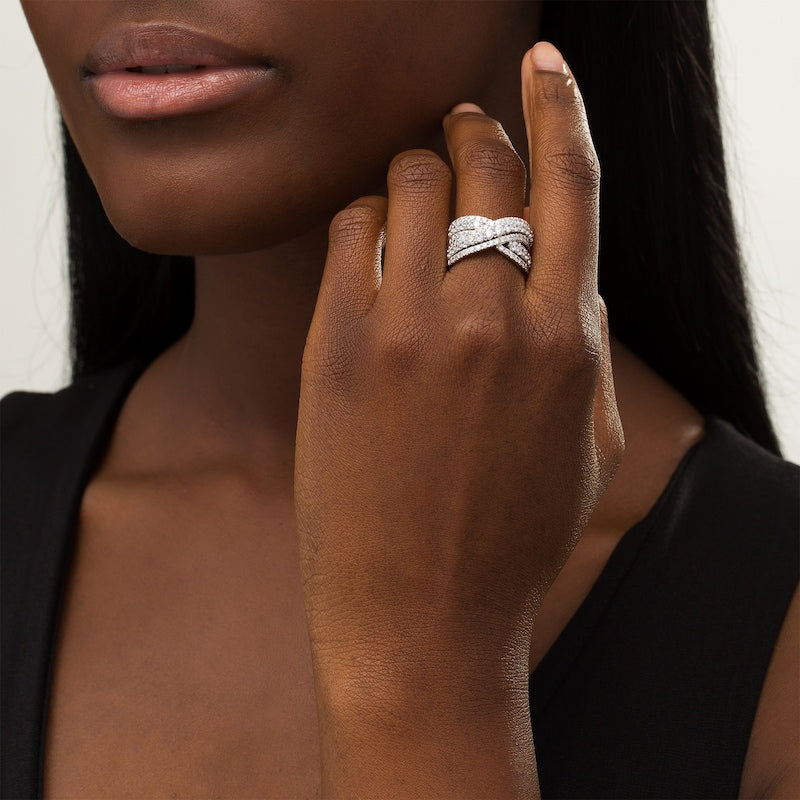 2 CT. T.W. Certified Lab-Created Diamond Multi-Row Bypass Ring in 14K White Gold (F/SI2)