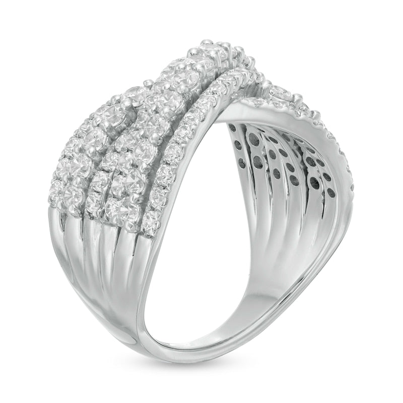 2 CT. T.W. Certified Lab-Created Diamond Multi-Row Bypass Ring in 14K White Gold (F/SI2)
