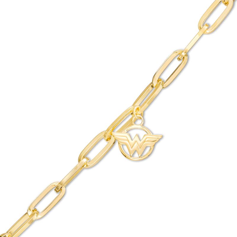 Wonder Woman? Collection Logo Paper Clip Link Bracelet in 10K Gold