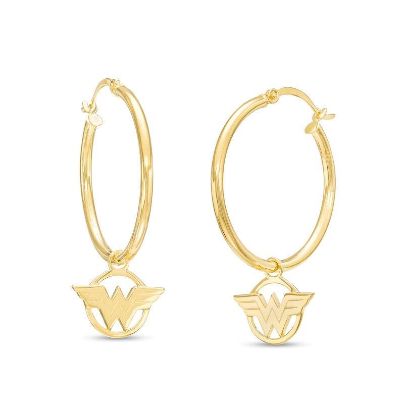 Wonder Woman? Collection Logo Hoop Earrings in 10K Gold