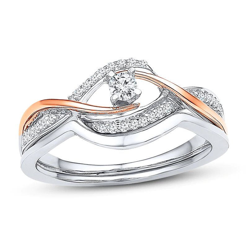 Promise Ring 1/5 ct tw Diamonds Sterling Silver/10K Rose Gold