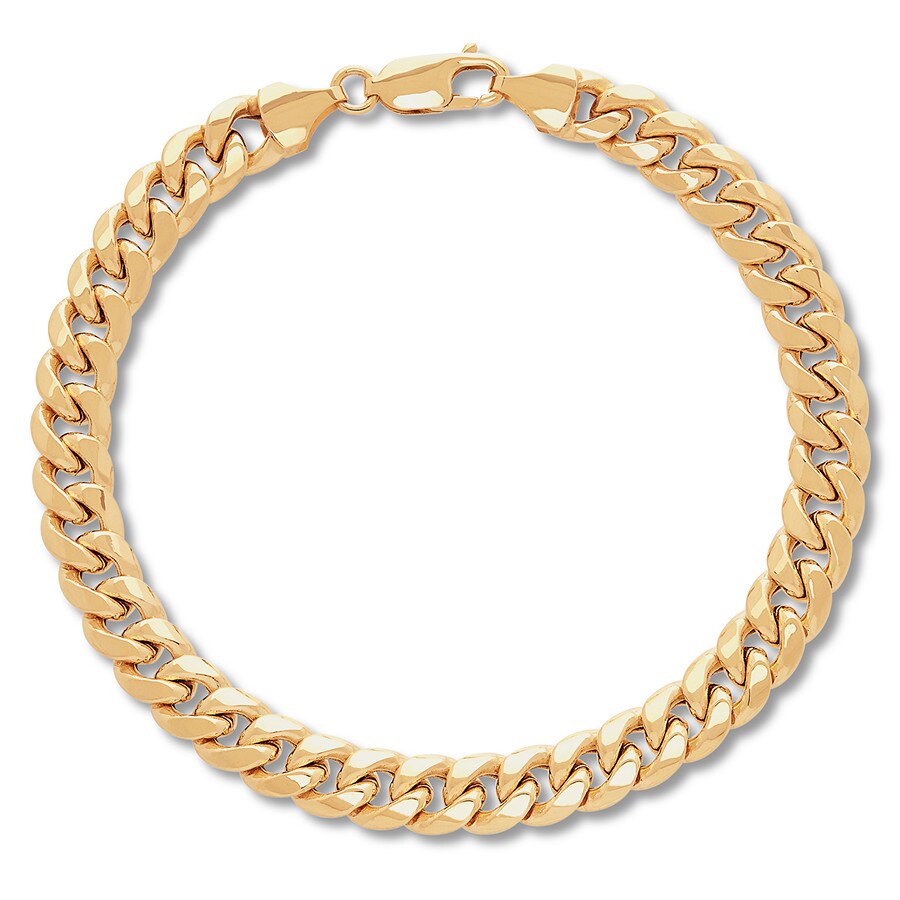 Men’s Cuban Curb Chain Bracelet 14K Yellow Gold 8.5? Length