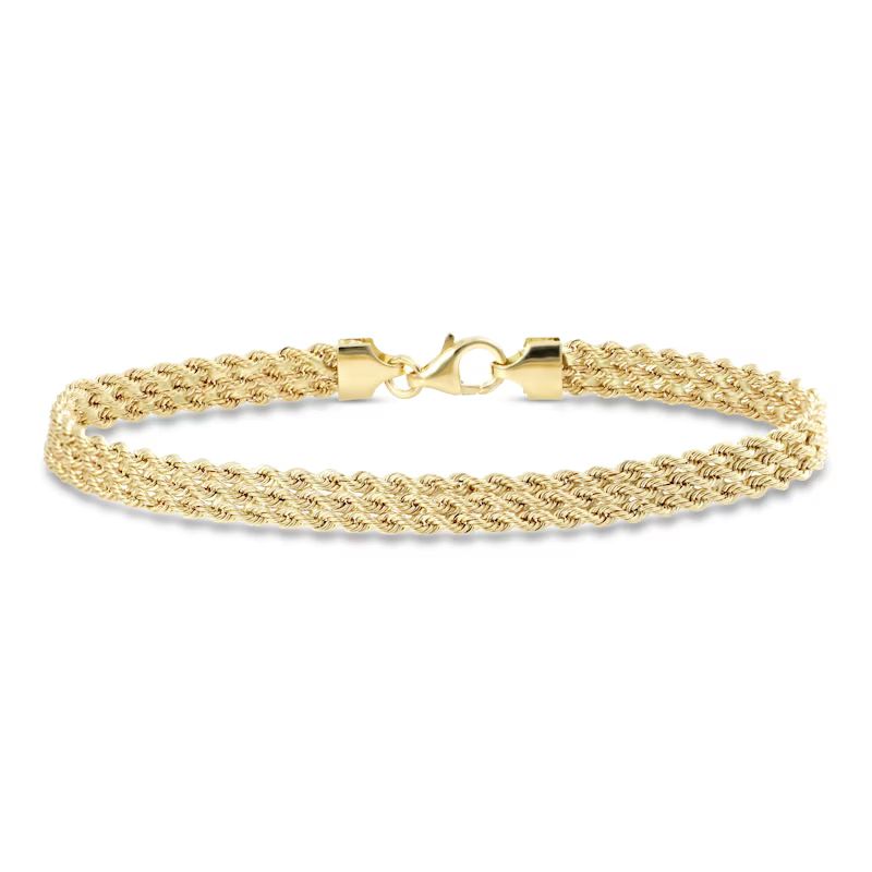 Italian Multi Strand Rope Bracelet 14K Yellow Gold 7.5