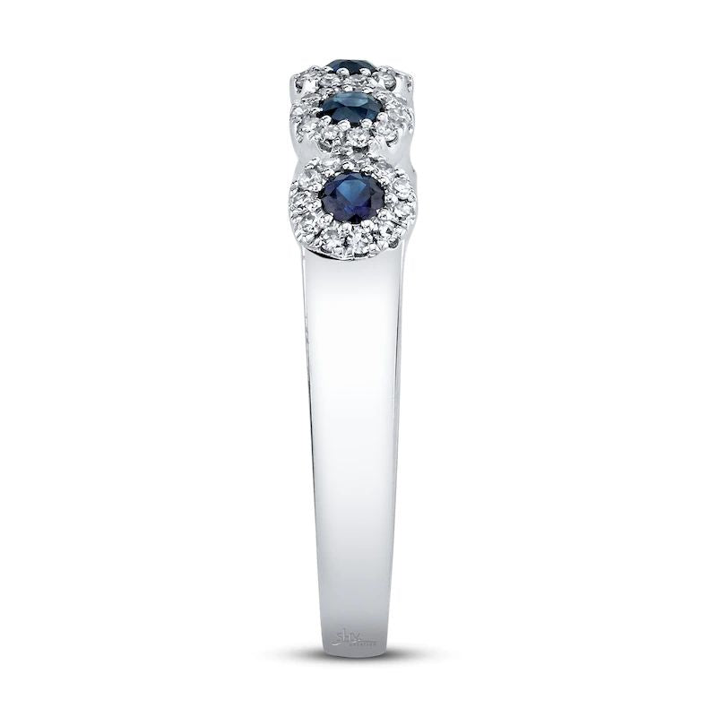 Shy Creation Sapphire Ring 1/8 ct tw Diamonds 14K White Gold