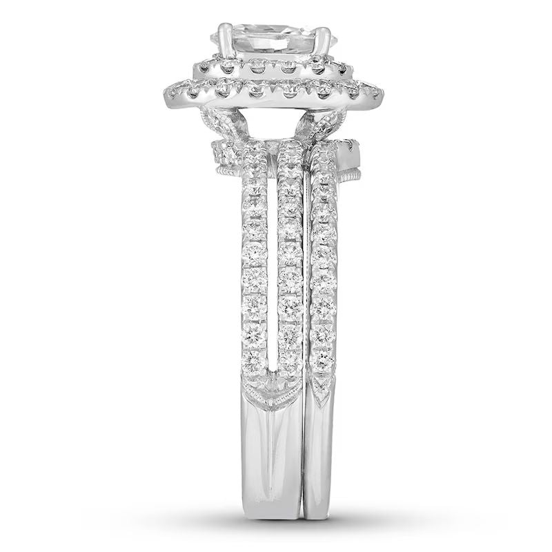 Neil Lane Diamond Bridal Set 1-7/8 ct tw Oval & Round-cut 14K White Gold