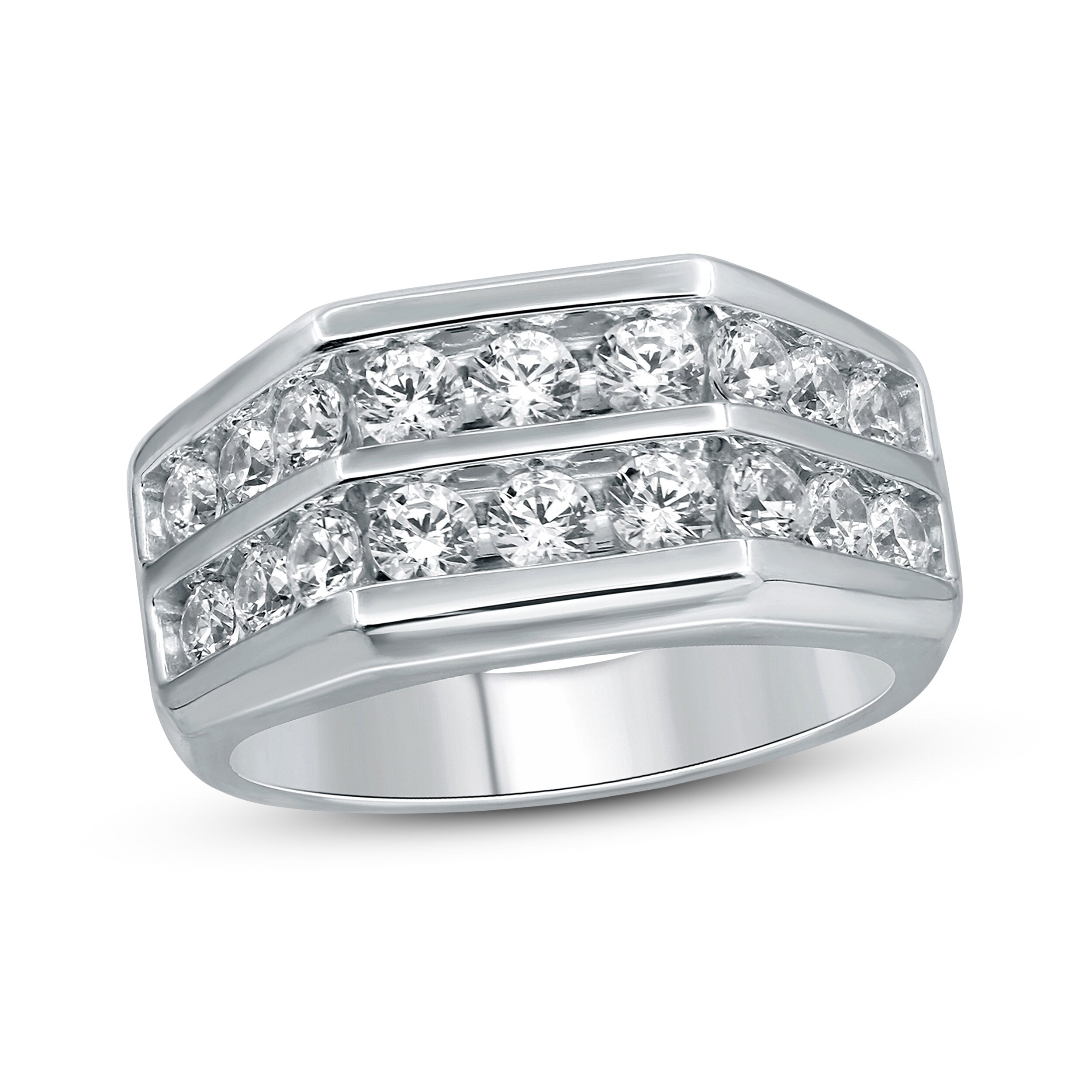 Men’s Diamond Wedding Ring 2 ct tw Round-cut 10K White Gold