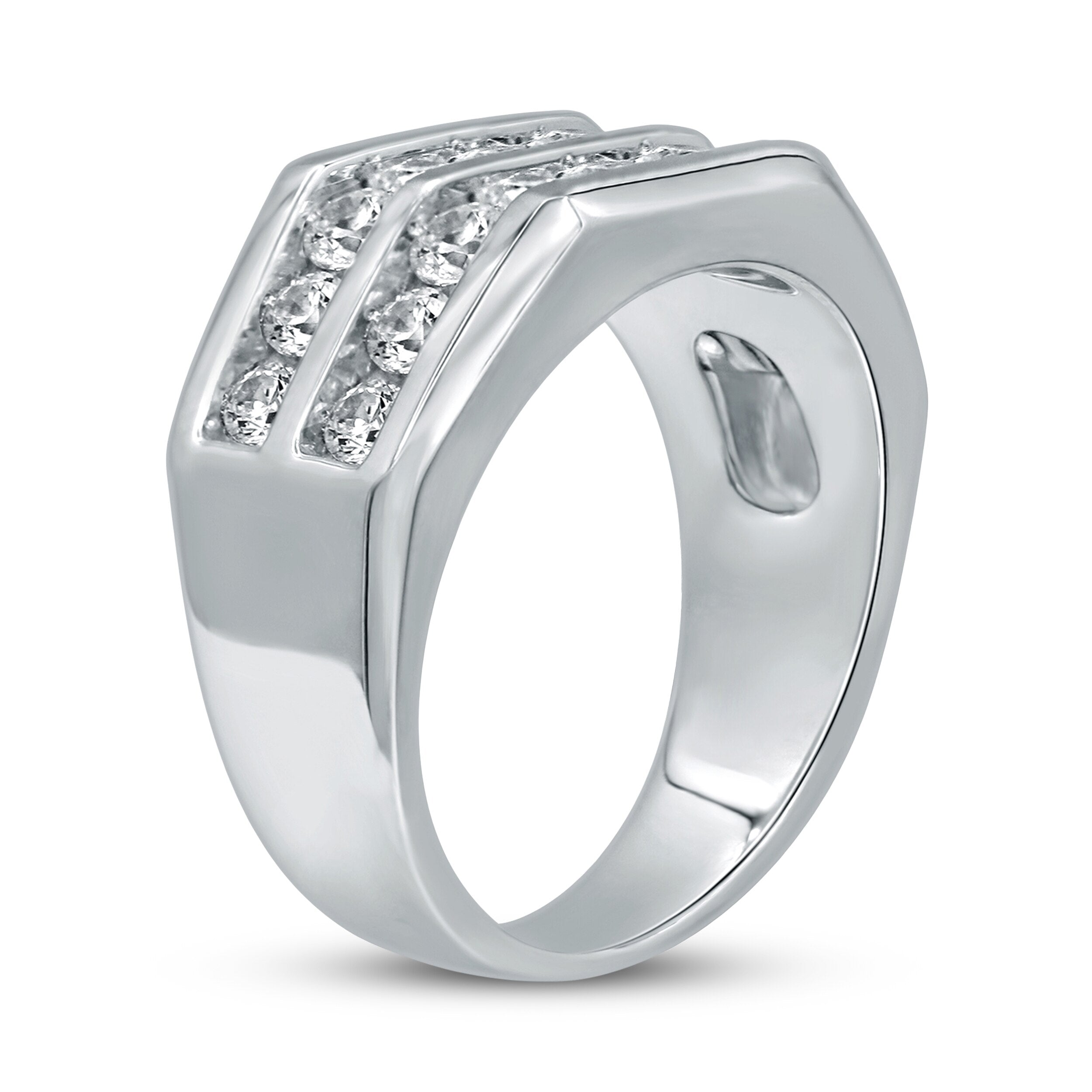 Men’s Diamond Wedding Ring 2 ct tw Round-cut 10K White Gold