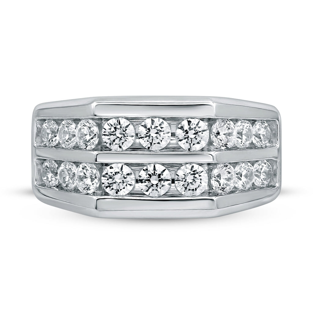 Men’s Diamond Wedding Ring 2 ct tw Round-cut 10K White Gold