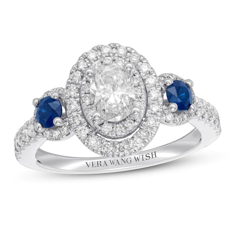 Vera Wang WISH Ring 1 ct tw Diamonds & Sapphires 14K White Gold
